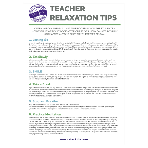 Teacher Relaxation Tips - Relax Kids - Official Website